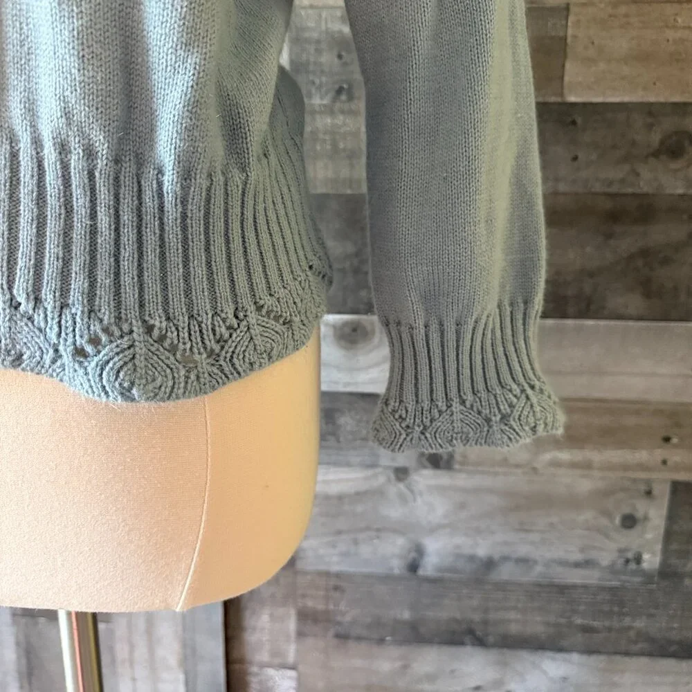 Vintage 90s blue knit mock neck sweater medium pastel feminine cottagecore